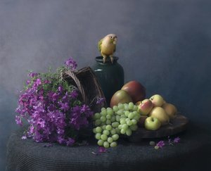 Stillleben mit Papagei