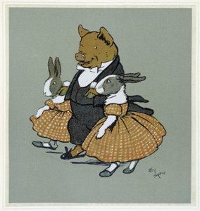 Ein Pichon mit zwei Rabins - in "Fröhliche Gesellschaft", ill. von Cécil Aldin, ed. Hodder & Stoughton, London von Cecil Charles Windsor Aldin