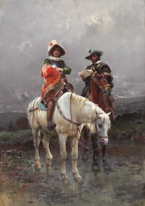 Ein Reiter auf einem weißen Pferd von Cesare Auguste Detti