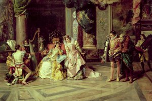 Galileo am Hof von Isabella, 1878 von Cesare Auguste Detti