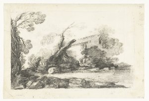 Landschaft mit Bauernhaus