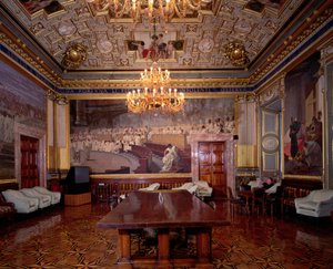 Die Sala Maccari (Detail eines Panels, das einen römischen Senat zeigt)