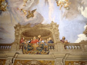 Dante, Petrarca, Cola di Rienzo, A. da Brescia und Vittorio Alfieri (Detail) von Cesare Mariani