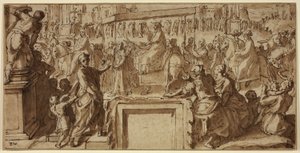 Der heilige Karl Borromäus betritt die Stadt Pavia: Entwurf für eine Wanddekoration