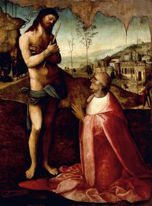 Christus leidend und der Kardinal Oliviero Carafa im Gebet von Cesare da Sesto