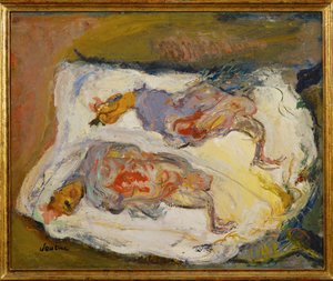 Zwei Hühner auf einem weißen Tuch, ca. 1924-25 von Chaim Soutine