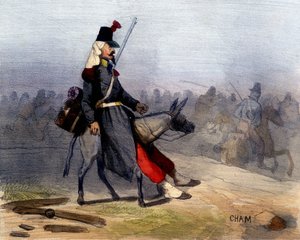 Diese Araber: Es ist schwer, dass sie uns nicht in Ruhe zu Hause lassen wollen - in „Im Krieg wie im Krieg“ von Cham, Anfang des 19. Jahrhunderts von Amédée de Noé