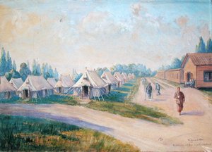 Der Genesungsbereich des kanadischen Militärkrankenhauses in St. Cloud (Aquarell auf Papier) von Charles Andre Igounet de Villers