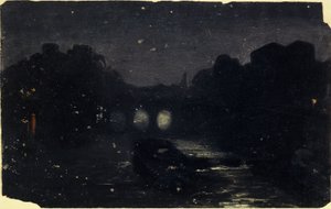 Effet de nuit sur les bords de la Seine, ca. 1870 von Charles Emile Cuisin