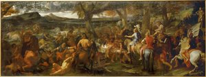 Alexander der Große und Porus, König von Indien von Charles (studio of ) Le Brun