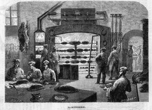 Die Braterei der Küchen des Palais des Tuileries im Jahr 1864. Gravur von F. Lix und Barbant nach einer Zeichnung von Moullin