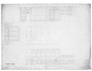 Entwurf für die Ost-, West- und Nordfassaden des House of Lords, ca. 1842