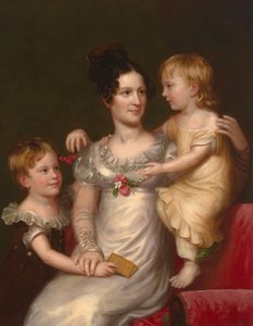 Sarah Weston Seaton mit ihren Kindern Augustine und Julia von Charles Bird King