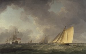 Kutter bei frischer Brise hart am Wind, mit anderen Schiffen