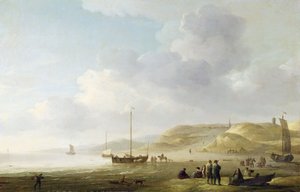 Die Küste bei Scheveningen mit Fischerbooten am Ufer
