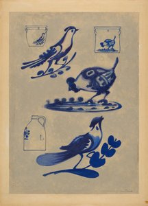 Vogeldekorationen auf Steinzeug