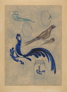 Vogeldekorationen auf Steinzeug, 1935-1942