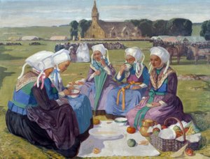 Frauen von Plougastel beim Pardon de Saint Anne-La-Palud von Charles Cottet