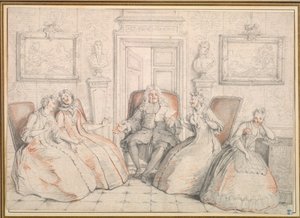 Trissotin liest Philaminte, Bélise und Armande vor (aus Akt 3, Szene 2 von Molières "Die gelehrten Frauen")