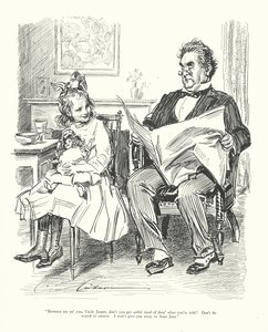 "Zwischen mir und dir, Onkel Jasper, wirst du nicht schrecklich müde, das zu tun, was dir gesagt wird? Hab keine Angst zu antworten. Ich werde dich nicht an Tante Jane verraten" von Charles Dana Gibson