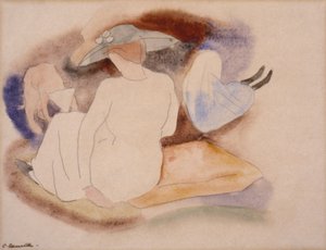(Frau mit Hut und 2 Figuren)