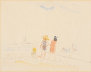 Zwei Frauen und Kind am Strand