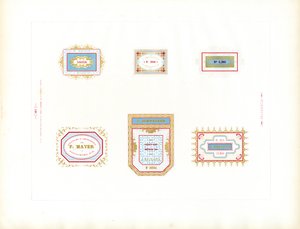 Sammlung von Geschäftsetiketten von Charles Derriey