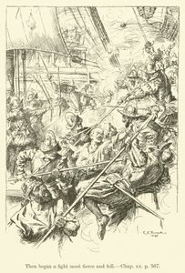 Illustration für Westward Ho! von Charles Kingsley (Gravur) von Charles Edmund Brock