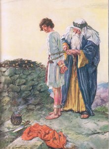 Soll Isaak sterben? Illustration aus Durch die Bibel, Virtue Publishing, 1928