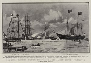 Die Yachting-Ferien des Königs, die Victoria und Albert verlassen Portsmouth von Charles Edward Dixon