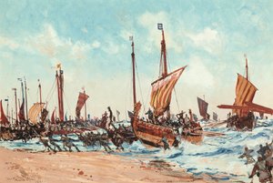 Die Landung von Wilhelm dem Eroberer in Hastings am 28. September 1066