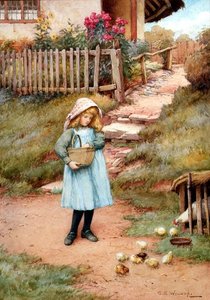 Die Küken füttern von Charles Edward Wilson