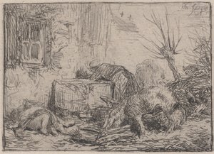 Bauernhof, ca. 1845 von Charles Emile Jacque