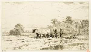 Landschaft mit Landarbeitern von Charles Emile Jacque