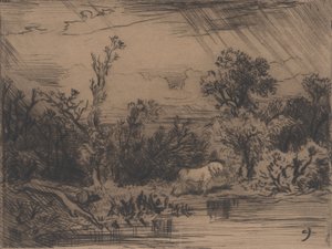 Landschaft mit Gewitter, 1848 von Charles Emile Jacque