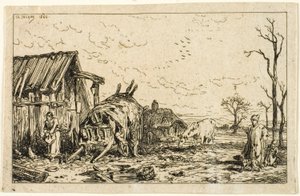 Landschaft mit abgehängtem Wagen