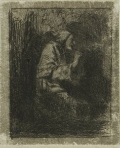 Mönch beim Gebet von Charles Emile Jacque