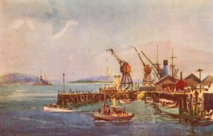 Ein Steg im Hafen von Durban von Charles Ernest Peers