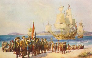 Die Landung von Johan van Riebeeck in der Tafelbucht von Charles Ernest Peers