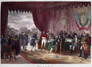 Die Unterzeichnung des Vertrags von Mortefontaine, 30. September 1800 - zwischen Joseph Bonaparte (1768-1844) und den Vereinigten Staaten; der Verkauf von Louisiana an Amerika