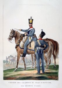 Uniform eines Geschwaders der Pferdeartillerie eines Schweizer Regiments, Frankreich, 1823 von Charles Etienne Pierre Motte
