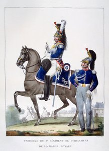 Uniform des 1. Regiments der Jäger der königlichen Garde, Frankreich, 1823