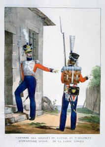 Uniform des Schweizer 7. Infanterieregiments der königlichen Garde, Frankreich, 1823