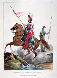 Uniformen eines Regiments von Lanzern der französischen königlichen Garde, 1823 von Charles Etienne Pierre Motte