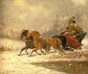 Heimkehr im Winter von Charles Ferdinand De La Roche