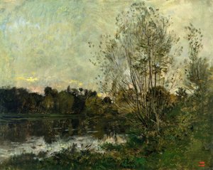 Ein See im Wald bei Dämmerung, ca. 1865