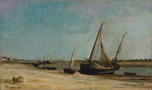 Boote an der Küste bei Étaples