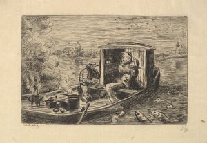 Ein Mahlzeit verschlingen, 1861 von Charles Francois Daubigny