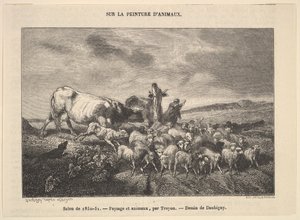 Salon de 1850-51, Landschaft und Tiere, von Troyon von Charles Francois Daubigny