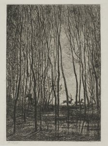 Hirsche im Wald von Charles Francois Daubigny